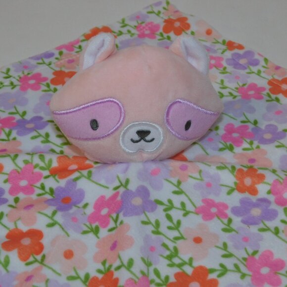 ITY by Ingenuity Pink Purple Floral Deni Raccoon Security Blanket Baby Lovey - Picture 2 of 9